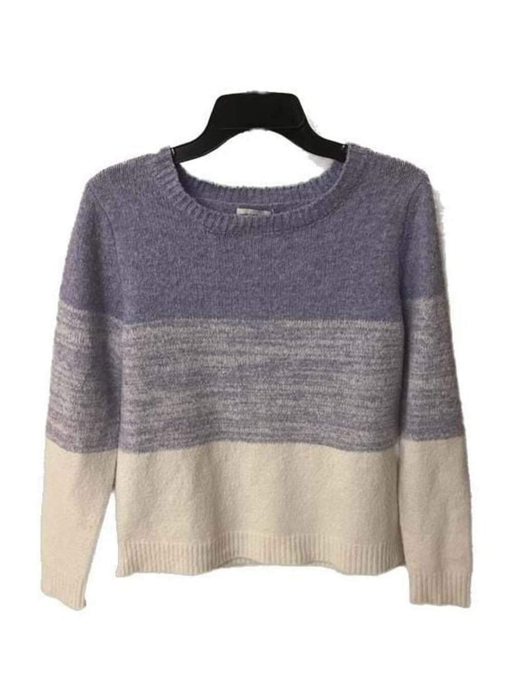 cupcakes & cashmere Soft Color Block Ombré Crewneck Sweater Purple and White - Picture 2 of 8